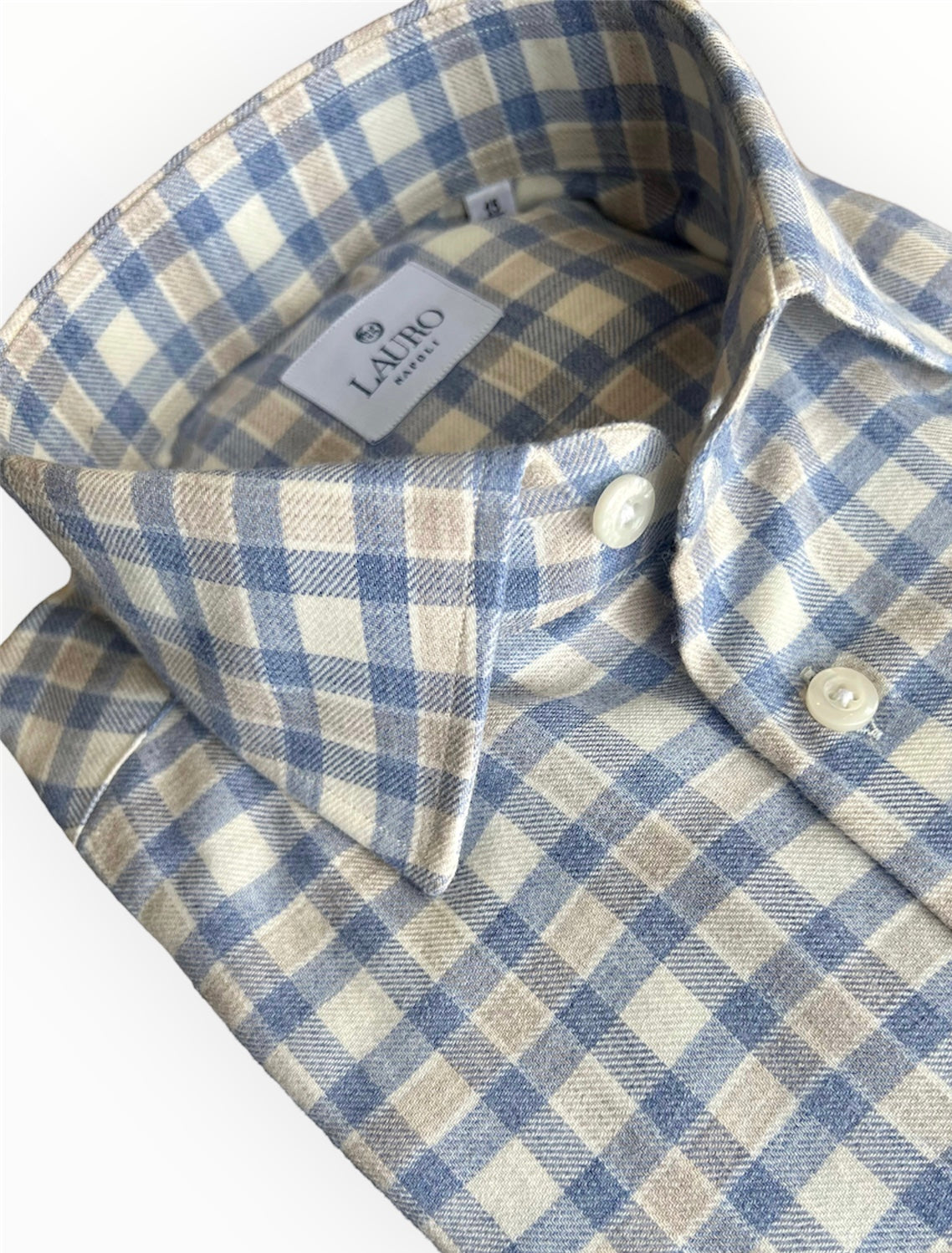 FLANELLE BEIGE ET BLEU