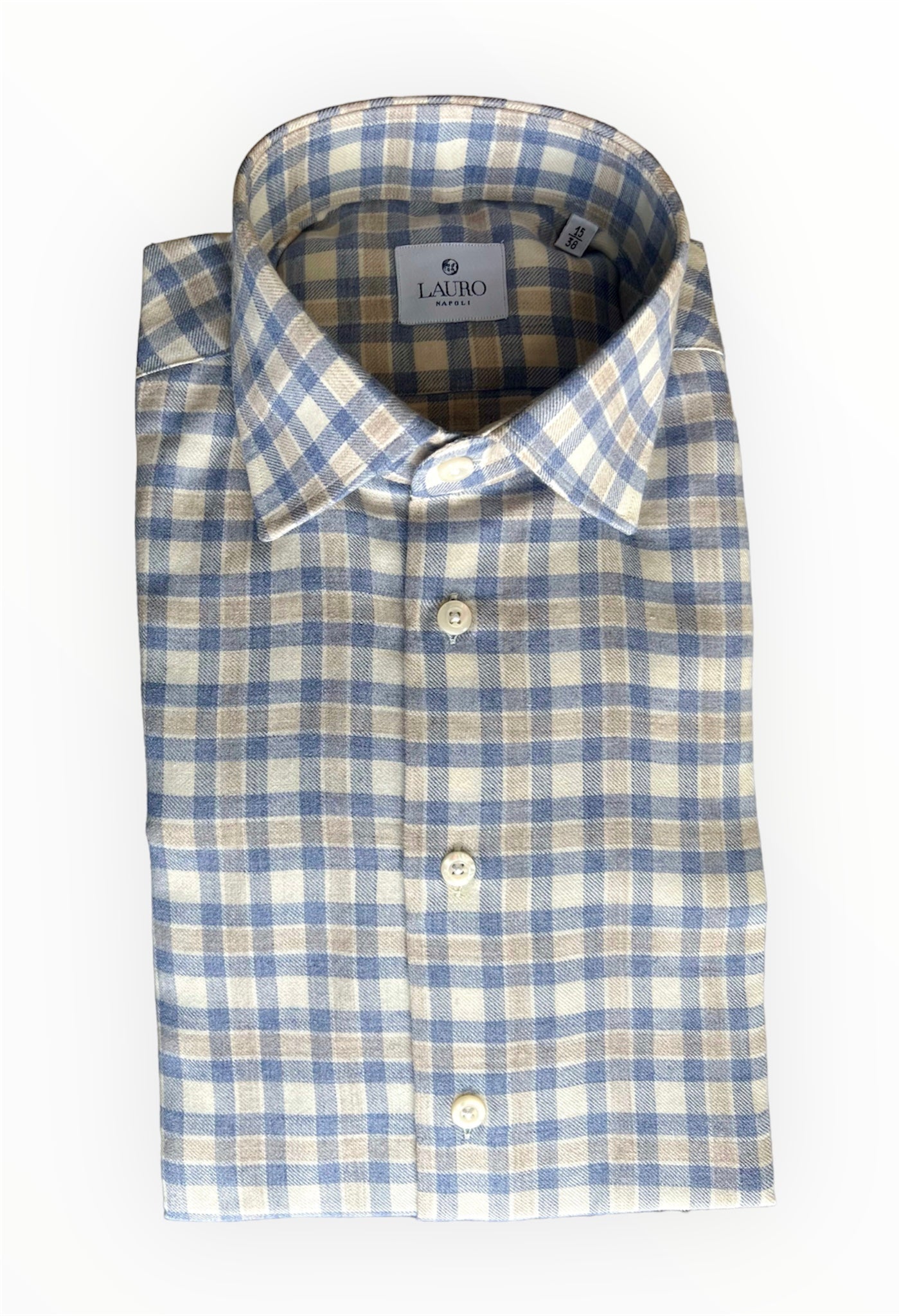 FLANELLE BEIGE ET BLEU