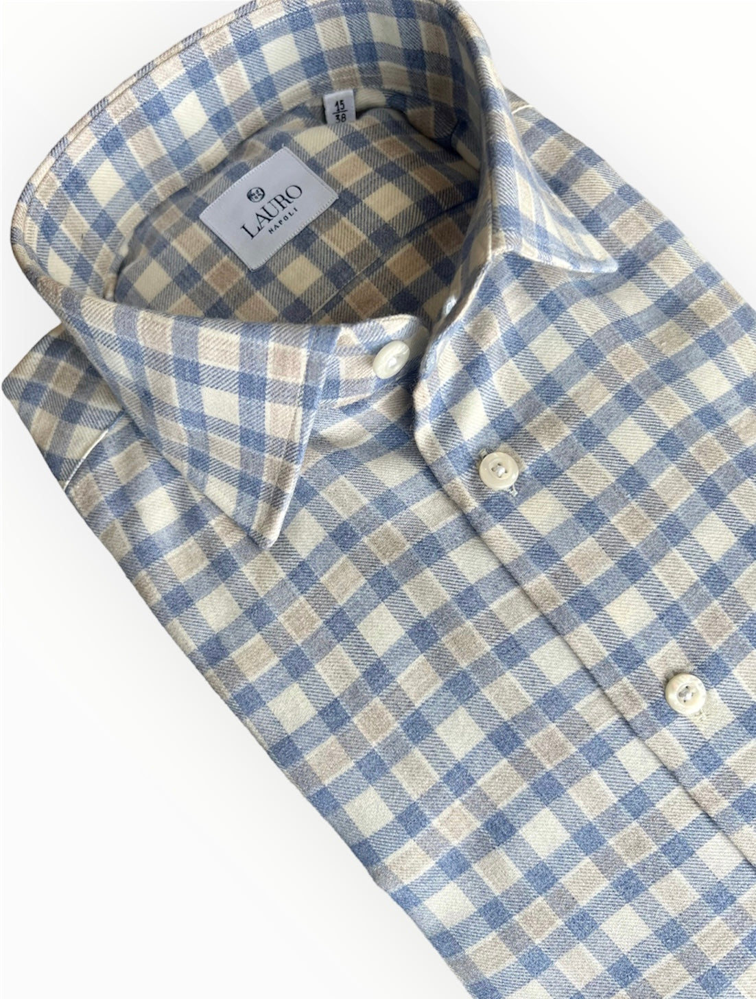 FLANELLE BEIGE ET BLEU